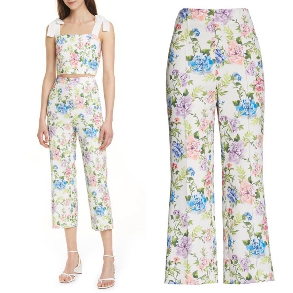 Alice + Olivia Lorinda Floral Ankle Wide Leg Pants Sz 0